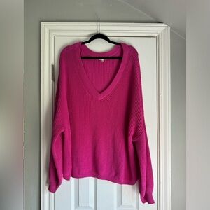 BP Magenta Pink V-Neck Knit Sweater Size 3x
